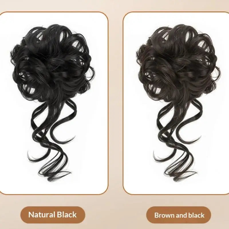 Messy Bun Hair Piece Tousled Updo With Tendrils Hair Bun Extensions Wavy Curly Hair For Women (Available)