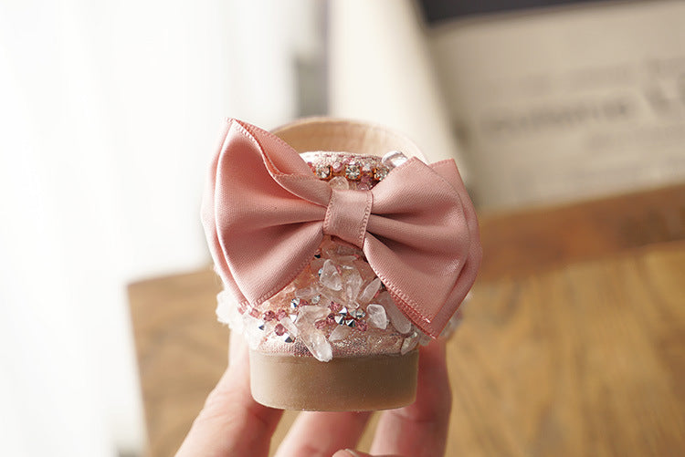 New Kids Leather Shoes Girls Wedding Shoes Children Princess Sandals Sequins Bow Girls Casual Dance Shoes Flat Sandals