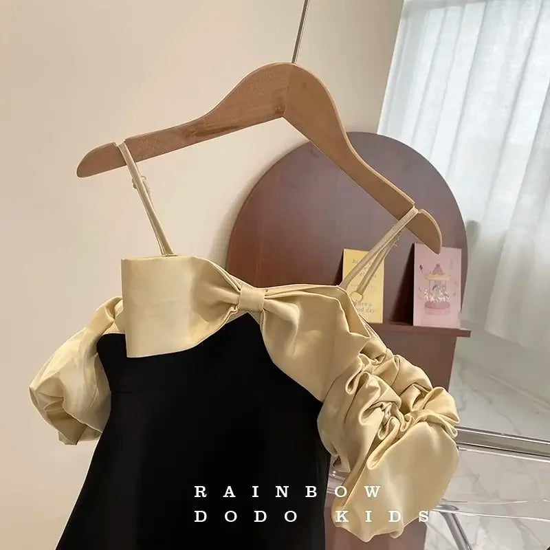 Girls Summer Dress Fashion Bow Birthday Party Princess Dresses Clothing Children Outfits Vestidos LT