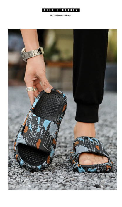 New Stylish Summer Men Shoes Comfortable Male Beach Slippers Soft Slides Non-slip Massage Indoor Fashion Slippers Outdoor 887