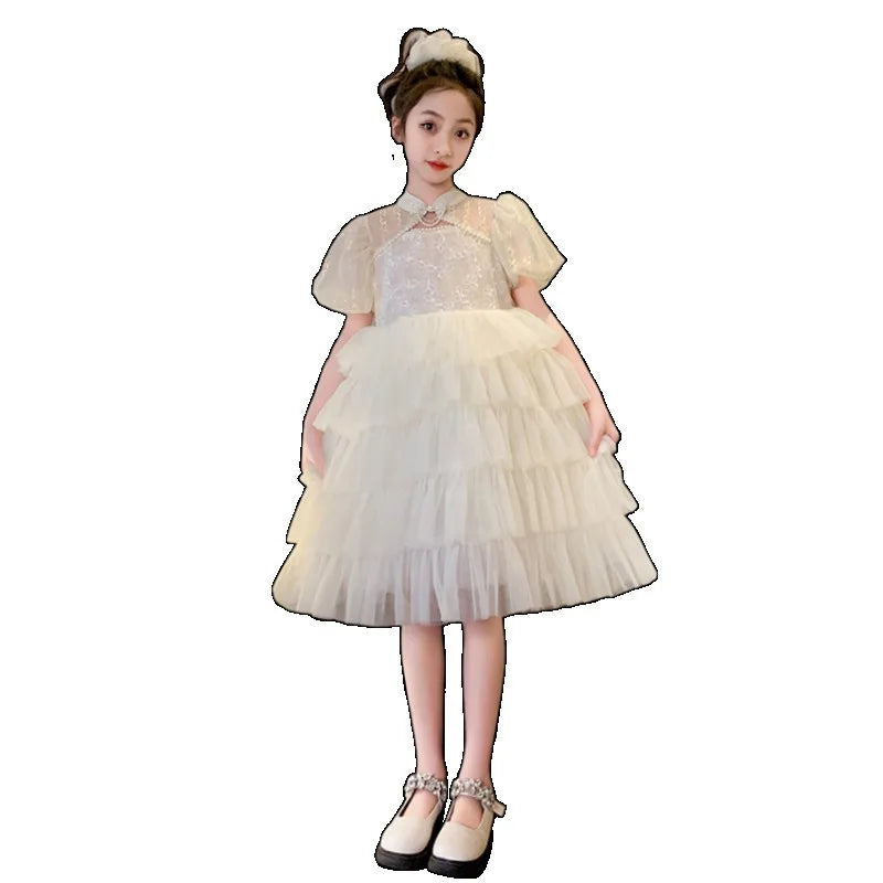 Girls Party Dresses Children Sleeveless Butterfly Embroidery Tulle Bowknot Pageant Gown Newborn Baby Birthday Princess Dress