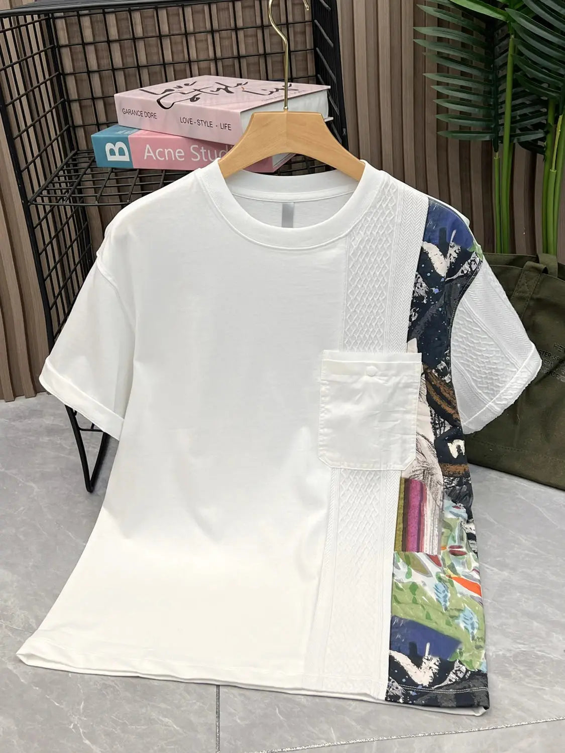American Casual Summer Patchwork Color Block Loose Short Sleeve T-Shirt(Available)
