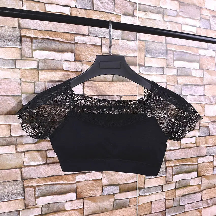 Lace Splice ort Sve Base irt Women's Summer Top Beautiful Ba Design Daily Wear Versatile Universal Fit Boting Tee
