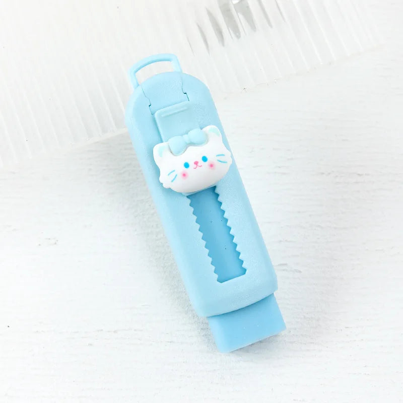 1Pcs Creative Push-pull Cartoon Eraser Macaron Colored Eraser Telescopic Kawaii Children's Pencil Eraser Student Stationery