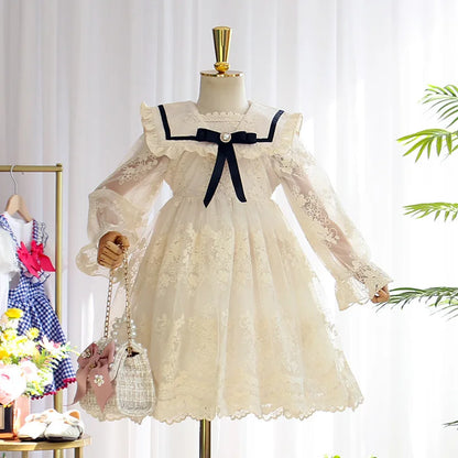 Girls Casual Dresses Girls' Long Sleeve Princess Dress - Lace & Tulle Skirt, Elegant Party Dress for Kids
