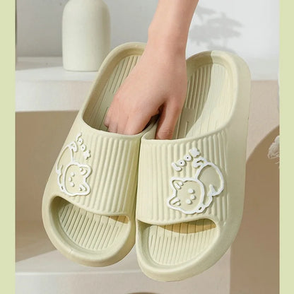 Summer Slippers Bathroom Platform Non-Slip Home Bear Cartoon Flip Flops Beach  Sandals Slides Indoor Outdoor