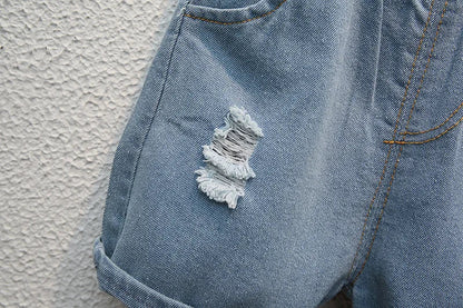 Children Summer Fashion Baby Boys Clothes Cartoon Bear T-shirt Denim Shorts 2pcs/sets Kids Outfits Costume Casual Sports Suit