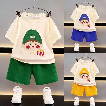 Fashion Spotrs Clothing Sets For Children Tracksuit Short Sleeve T-shirts + Shorts 2pcs Suit Kids Baby Clothes Toddler Costume