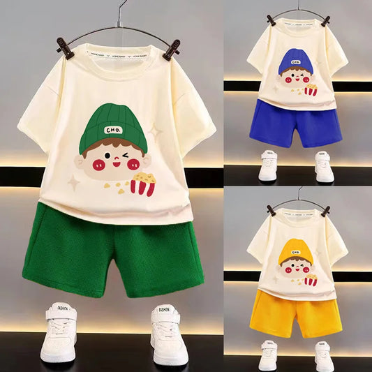 Fashion Spotrs Clothing Sets For Children Tracksuit Short Sleeve T-shirts + Shorts 2pcs Suit Kids Baby Clothes Toddler Costume
