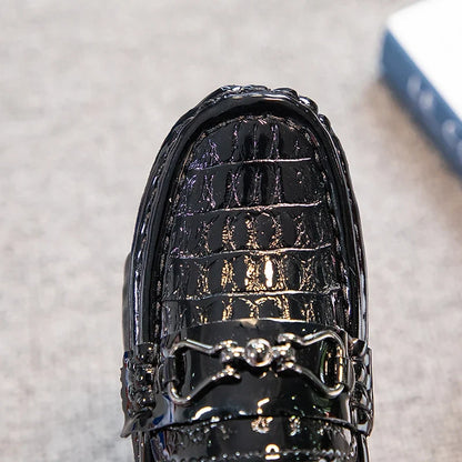 Boys Loafers Non-slip Children's Leather Shoes All-match Four Seasons Metal Buckle  Shiny Simple Kids Fashion Moccasin Shoes