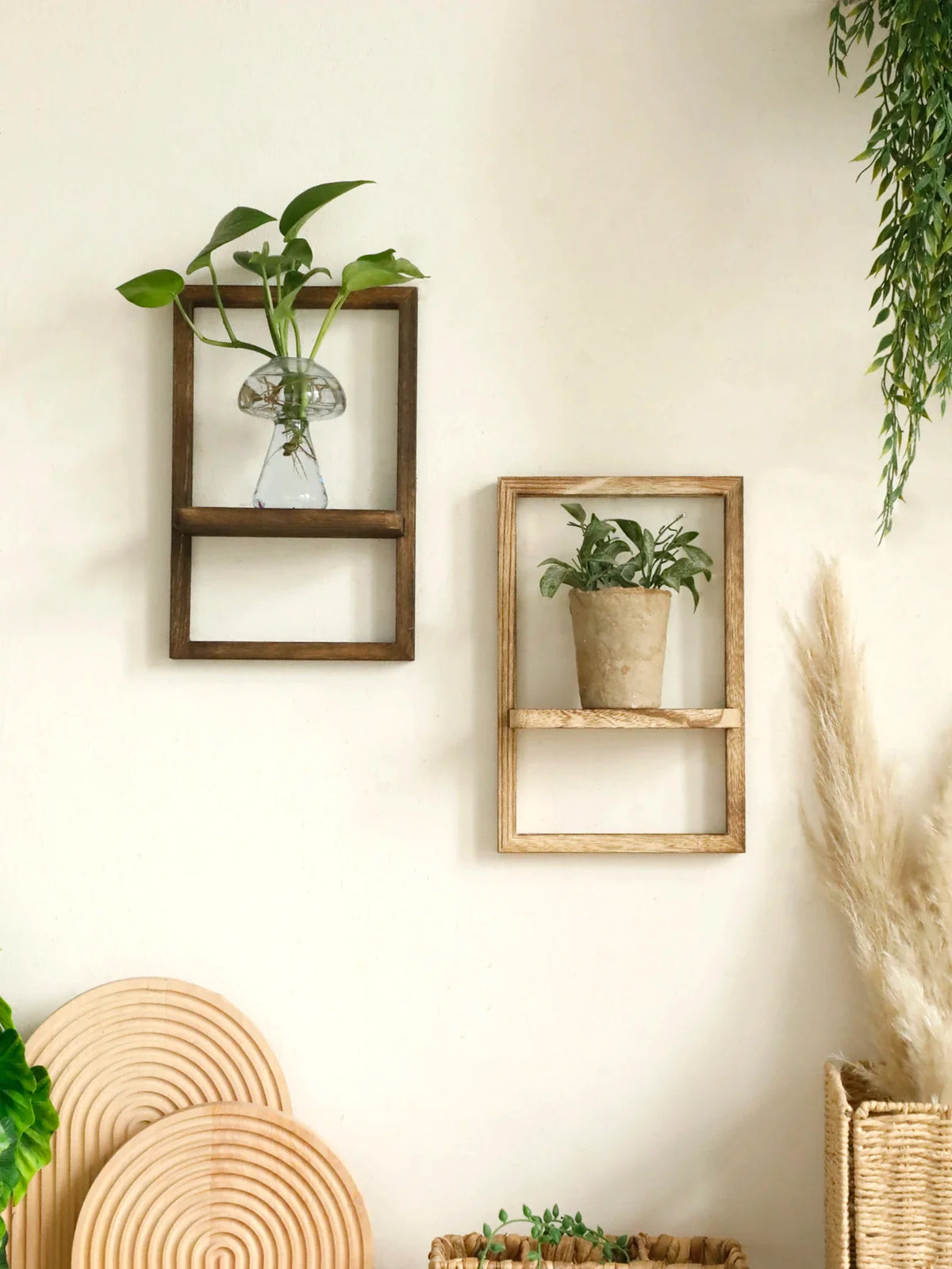 Wooden Display Shelf Floating Shelves Rustic Wood Shelves Wall Storage for Kitchen Bedroom Over Toilet Small Wall Mounted Gifts