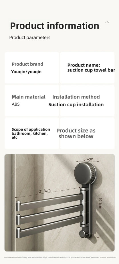 Suction Cup Cloth Rack Kitchen Storage Rack Wall-Mounted No-Drill Bathroom Organizer Draining Rack Hanging Dishcloth Towel Rod