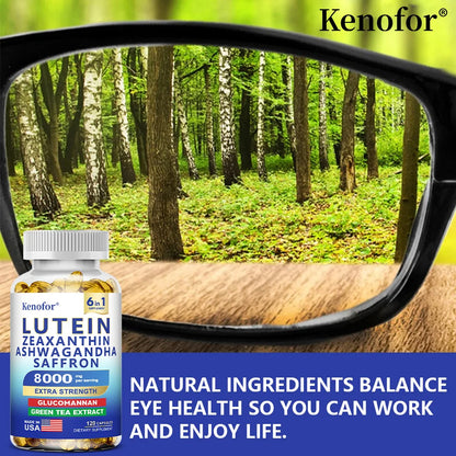 Lutein and Zeaxanthin Capsules - Eye Vitamins for Adults Eye Health Supplement with Glucomannan, Ashwagandha for Vision & Eyes