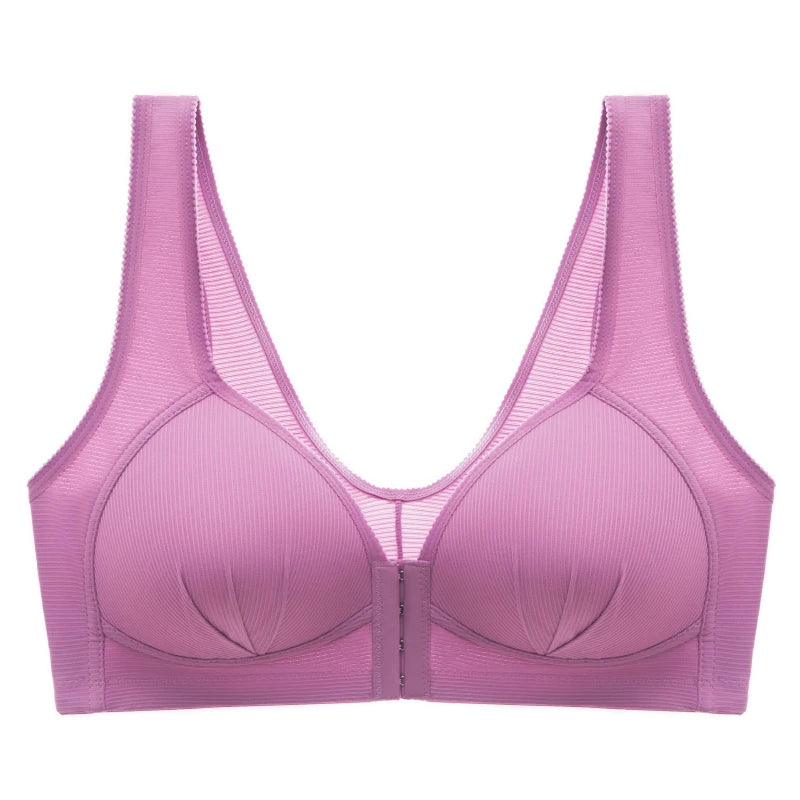Large Size Front Buckle Without Steel Ring Bra Seamless Underwear Bra V-shaped Beautiful Back Receiving Breastfeedin For Ladies