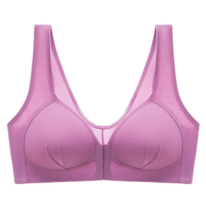 Large Size Front Buckle Without Steel Ring Bra Seamless Underwear Bra V-shaped Beautiful Back Receiving Breastfeedin For Ladies
