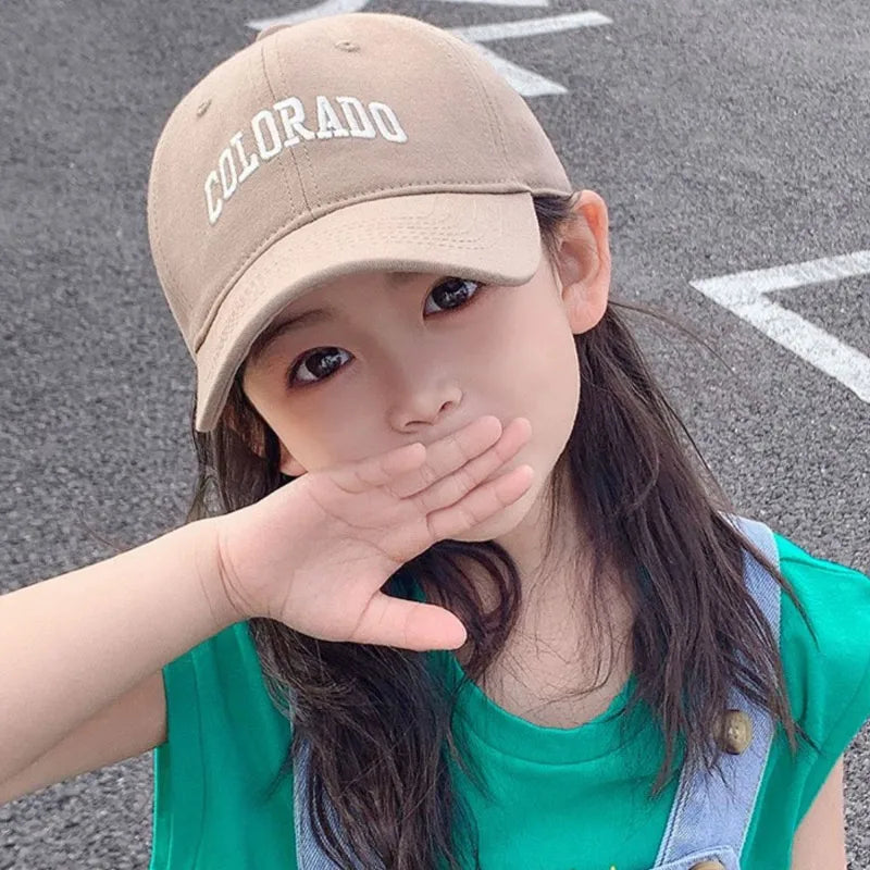 Fashion Letter Children Baseball Hat Solid Cotton Kids Duck Tongue Cap