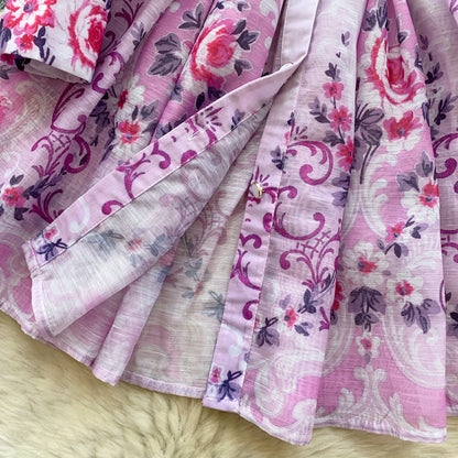 France Elegant Vintage Palace Evening Dress Women Sashes Button Print Short Party Dress Female Casual Chic Festival Clothing New
