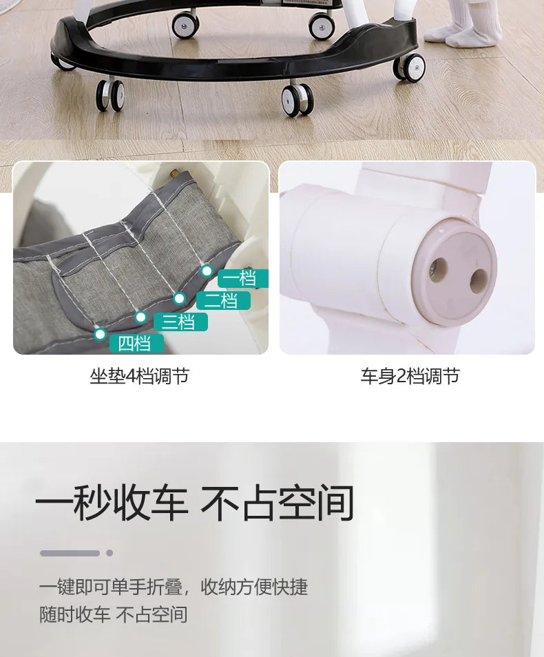 Baby Walker Anti-o-legs Multi-functional Anti-drop Anti-rollover Girl Baby Boy Walking Can Sit on Trolley U-shaped