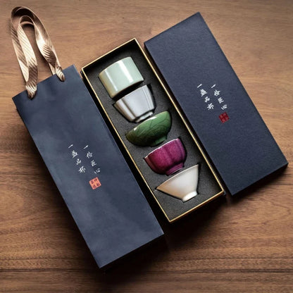5 Famous Kilns Master Cup Tea Cup Set Kung Fu Tea Ware Tea Bowl Gift Box Home Ceramic Tea Tasting Cup Souvenir