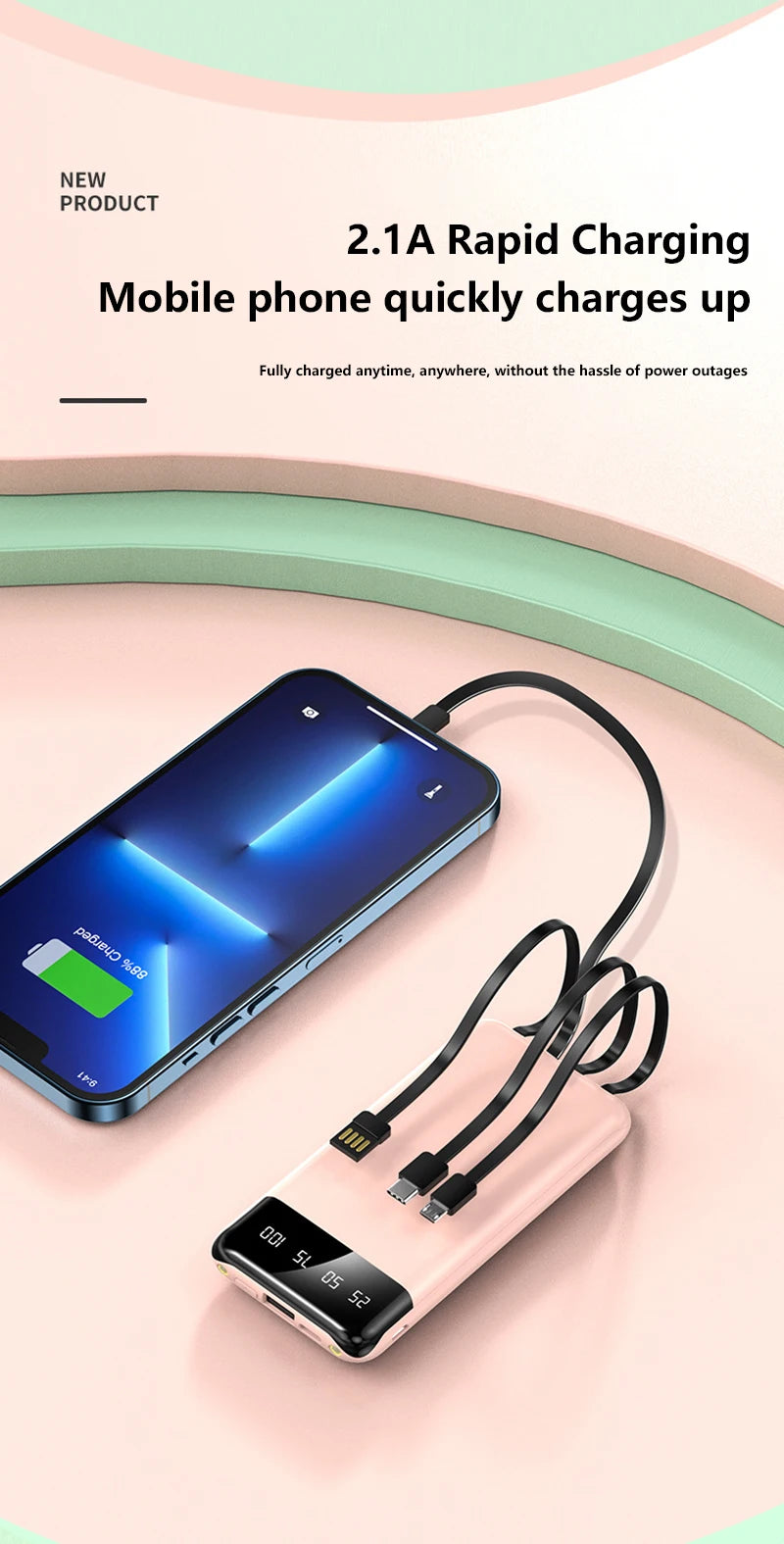 New 50000mAh High-capacity Portable Power Bank for Charging Smartphones and Digital Electronic Devices For Holidays and Travels