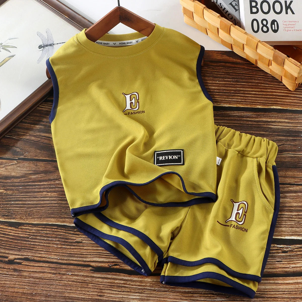 Kids Clothing Sets Summer Sleeveless T-shirt +shorts 2pcs/set Sport Suits for Boys Waffle Baby Sports Tracksuits Toddler Outfits