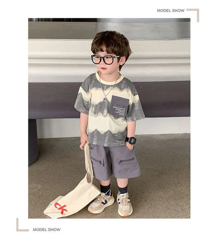 Boys Summer Clothes Set Camouflage Short Sleeve T-shirt + Cargo Shorts 2PCS Kids Casual Streetwear Outfit Two-piece set