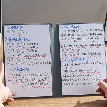 Reusable A4 Whiteboard Notebook With Whiteboard Pen Leather Erasable Whiteboard Draft Stationery With Erasing Cloth Memo Pad
