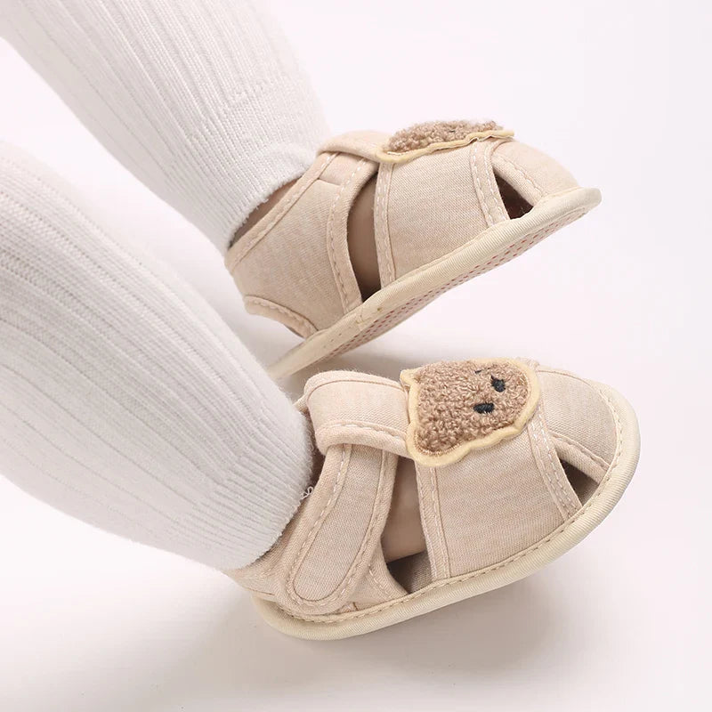 Summer Baby Walking Shoes Baby Shoes Male Sandals Female Cute Cartoon Breathable Shoes Soft Sole Non slip Shoes Headband