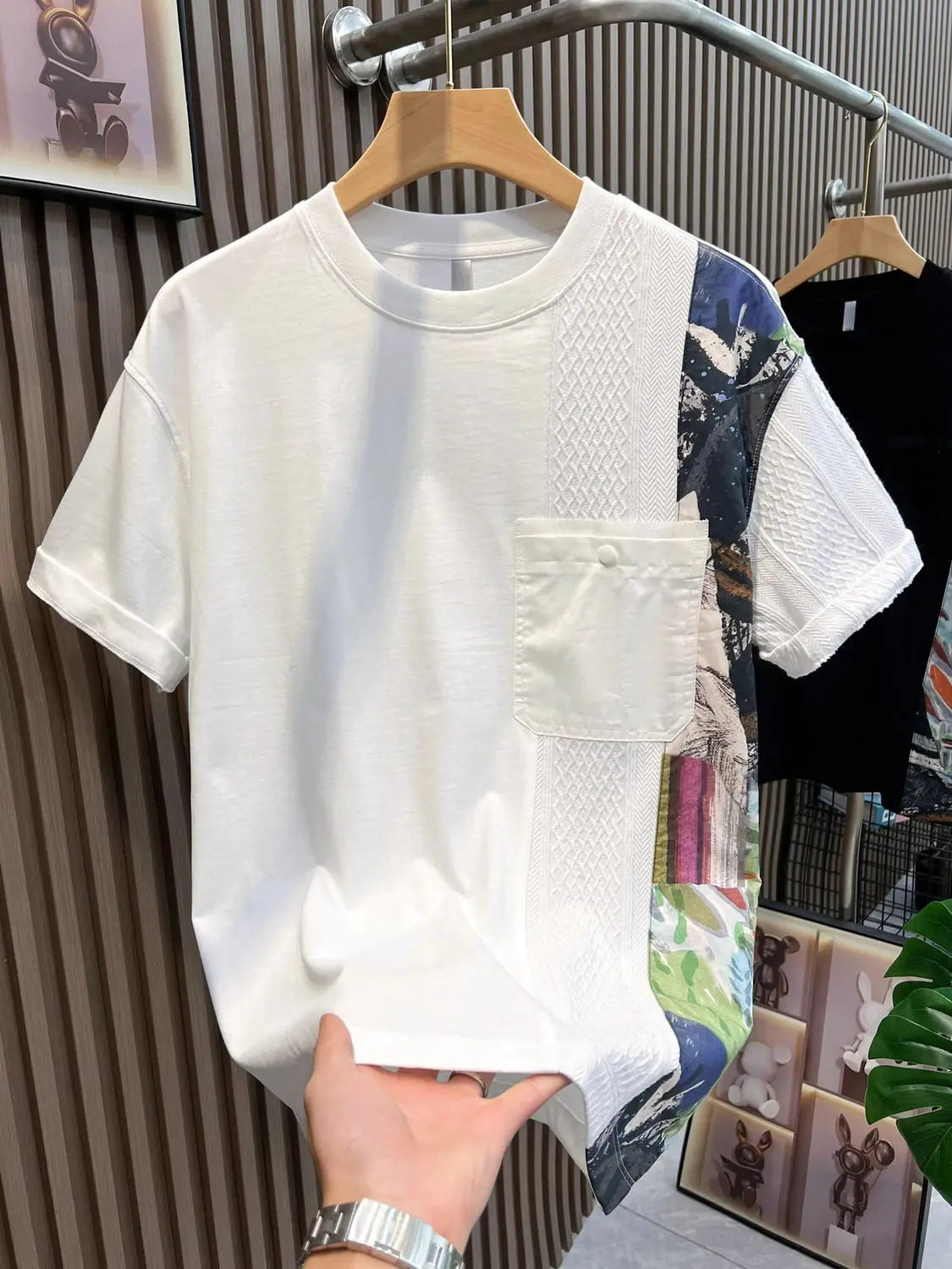 American Casual Summer Patchwork Color Block Loose Short Sleeve T-Shirt(Available)