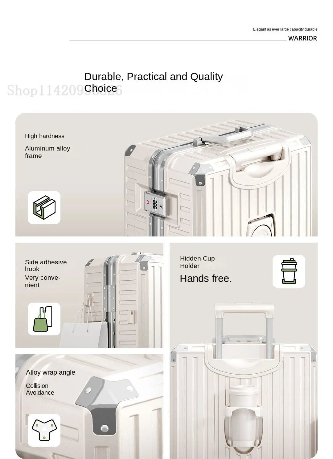 Luggage Unisex 20-inch Carry-On Suitcase 29-inch Large Capacity Aluminum Frame Travel Password Suitcase with Smooth wheels