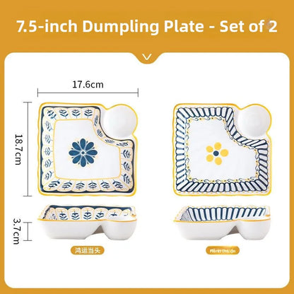 Cerc Plate Dining Di Heat Resistant Dumpling Plate with Vinegar Di Multi Functional Fruit Plate Trendy Network Bestseller