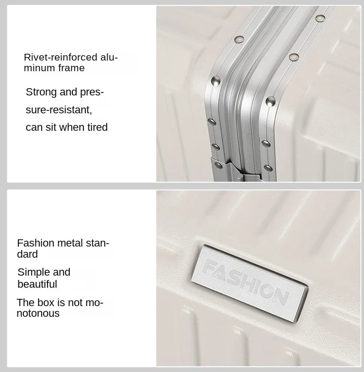 Large Capacity 28 inch Aluminum Frame Suitcase Durable Trolley Case with Universal Wheels, 24 Business Travel Suitcase