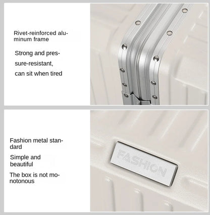 Large Capacity 28 inch Aluminum Frame Suitcase Durable Trolley Case with Universal Wheels, 24 Business Travel Suitcase