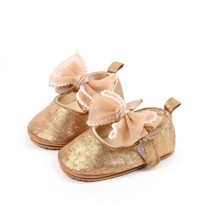 Baby Shoes Girl Baby Cute Bow PU Princess Shoes Soft Cloth Sole Comfortable Walking Shoes Spring and Autumn Sweet Design