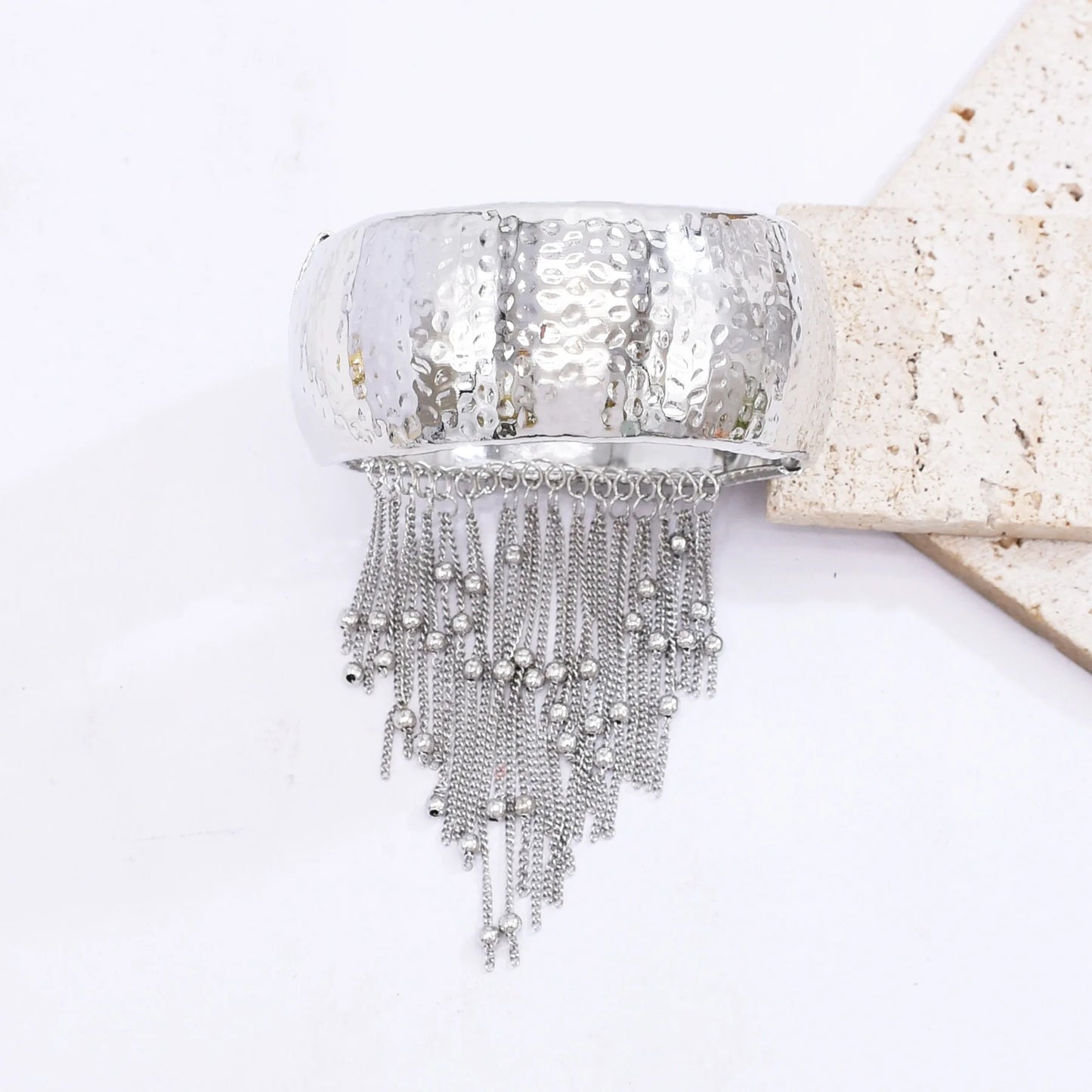 Trendy Simple Bead Chain Tassel Bracelet for Women New Hip Hop Rock Exaggerated Festival Party Wide Bracelet Jewelry Accessories