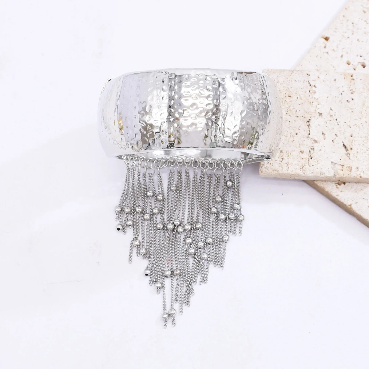 Trendy Simple Bead Chain Tassel Bracelet for Women New Hip Hop Rock Exaggerated Festival Party Wide Bracelet Jewelry Accessories