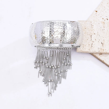 Trendy Simple Bead Chain Tassel Bracelet for Women New Hip Hop Rock Exaggerated Festival Party Wide Bracelet Jewelry Accessories