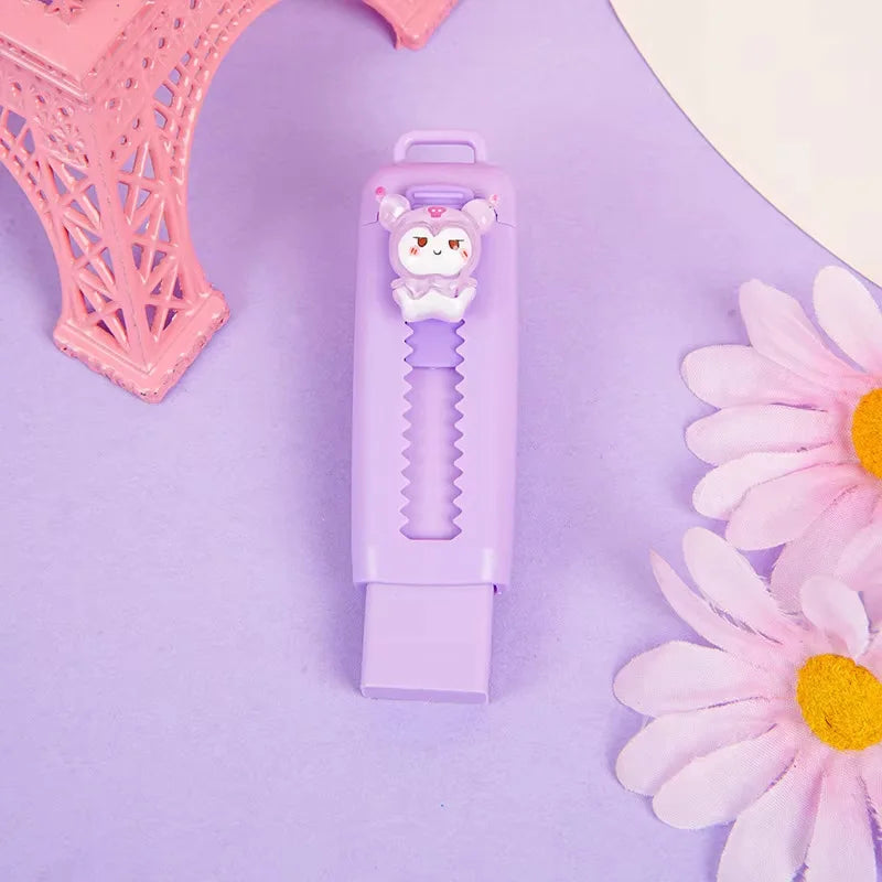 Cute Cartoon Push-pull Pencil Eraser Creative Retractable Pupil Writing Error Correction Erasers Students Stationery Supplies