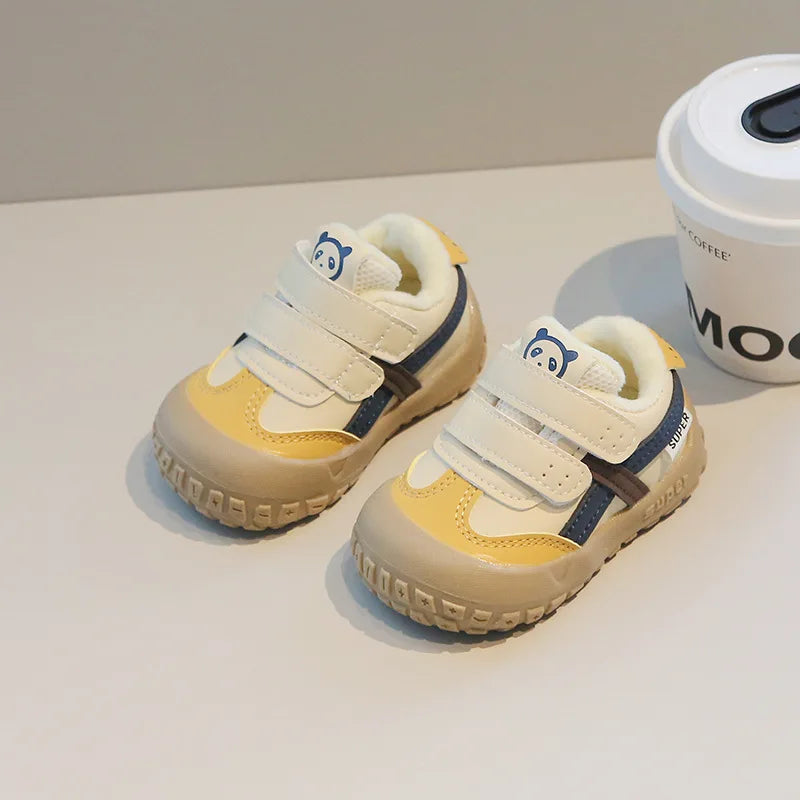 Baby Sneakers Warm Fur Inside Infant Shoes Autumn Winter Little Boys Girls Casual Shoes For Baby Pink, Yellow