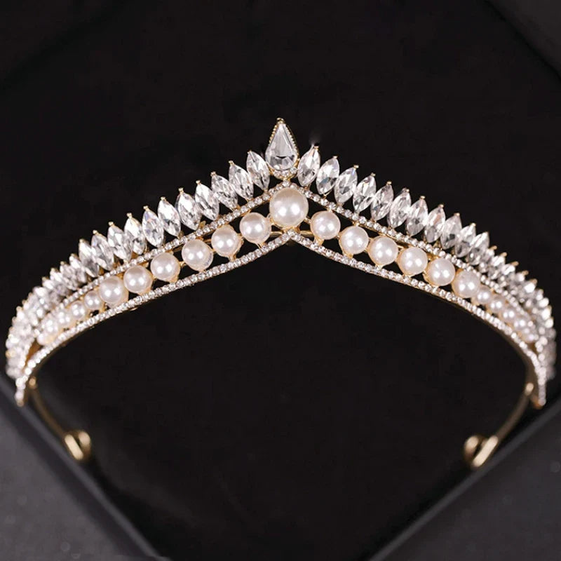 Gold Crystal Tiaras And Crowns Headband Rhinestone Prom Diadem Crown Bridal Wedding Hair Accessories Jewelry Crown Tiara Gift