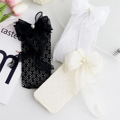Thin Lolita bow girls' stockings in summer lace bud stockings Japanese princess straight calf socks