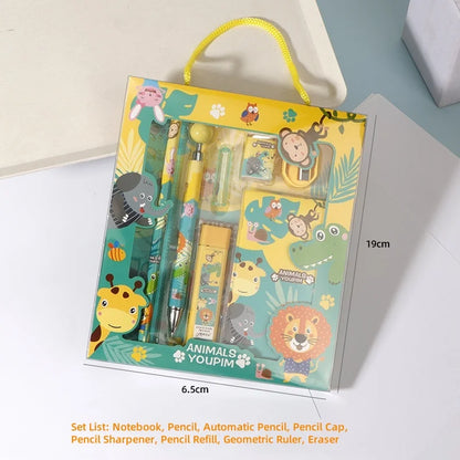 5/8 Stationery Set Notebook Pencil Automatic Pencil Pencil Cap Pencil Sharpener Pencil Refill Geometric Ruler Eraser for Kids