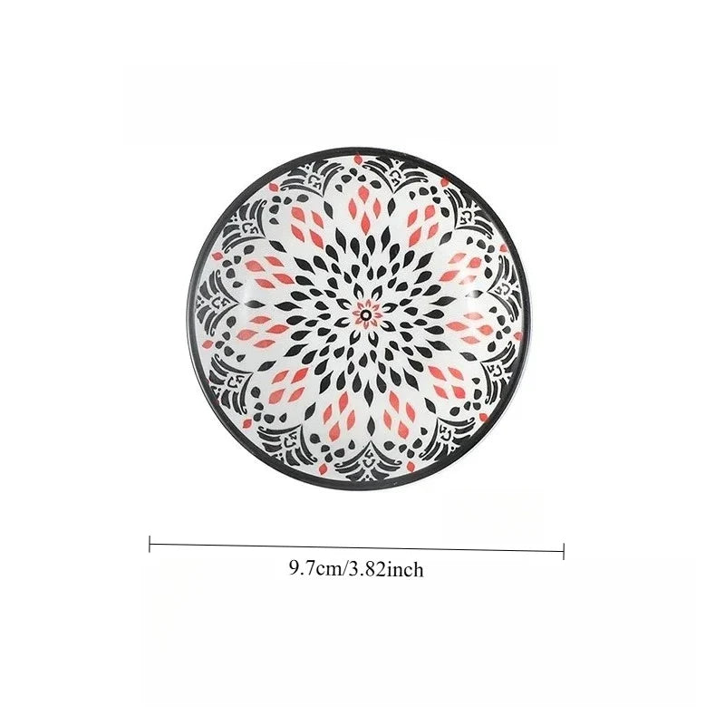 Bohemian Ceramic Condiment Dishes Set Sauce Plates Bowls  Spice Plates for Home  Restaurant Sushi Bar Parties Picnics Camping