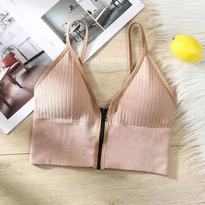 Korean striped crop tops slim fit spaghetti strap tanke top women built in bra off shoulder sleeveless versatile camisole ins
