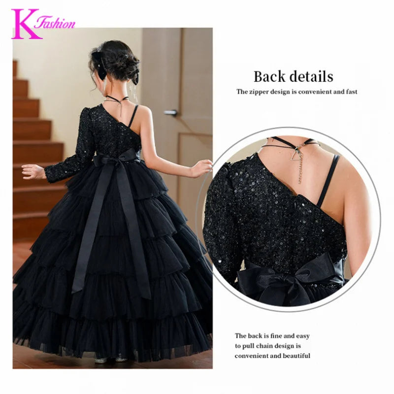 Girls' Long Princess Dress For Birthday Party Children's Fashion Show Dress Performance Evening Gown Clothing For Kids 4-12Y