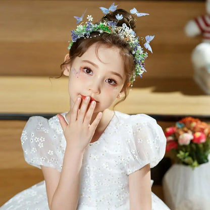 Creative Forest Garland Headdress Butterfly Floral Crown Wedding Head Princess Headband