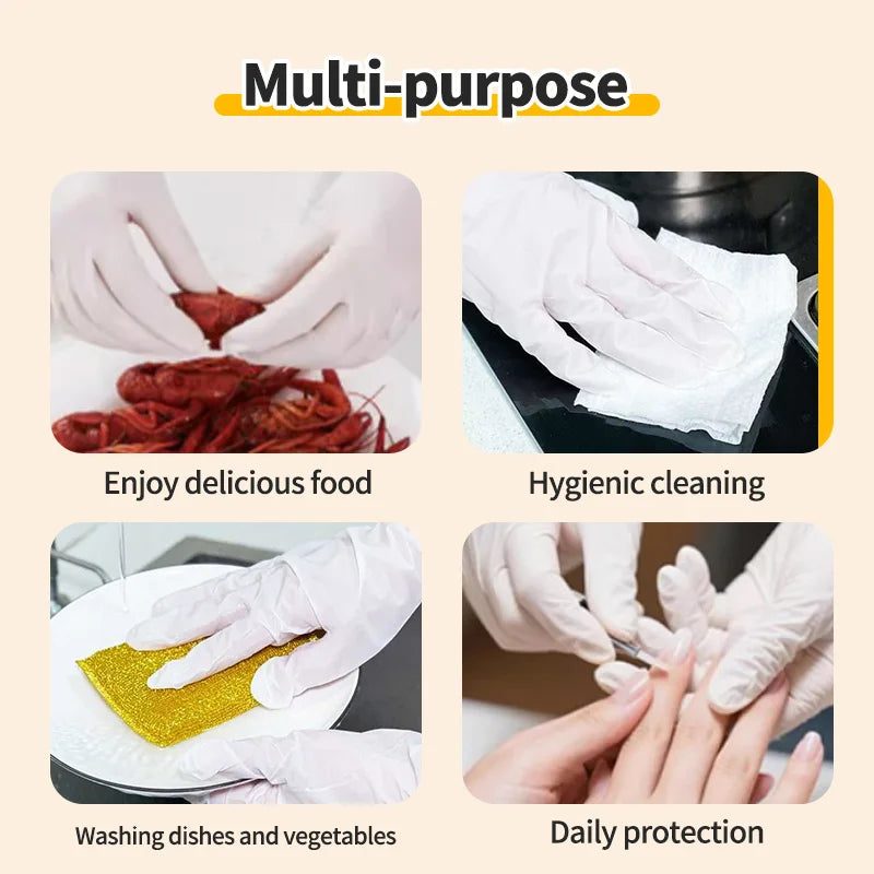 Long Length Nitrile Gloves Disposable Latex Free Powder Free Extended Cuff For Kitchen Cleaning Food Handling Beauty Salon