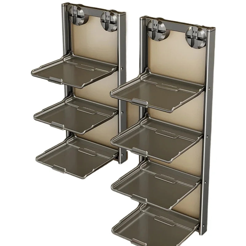 No-Drill Kitchen Storage Shelf Home Suction Cup Prep Rack Foldable Spice Organizer Multi-Layer Oil Salt Jar Stand