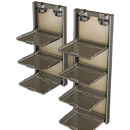 No-Drill Kitchen Storage Shelf Home Suction Cup Prep Rack Foldable Spice Organizer Multi-Layer Oil Salt Jar Stand