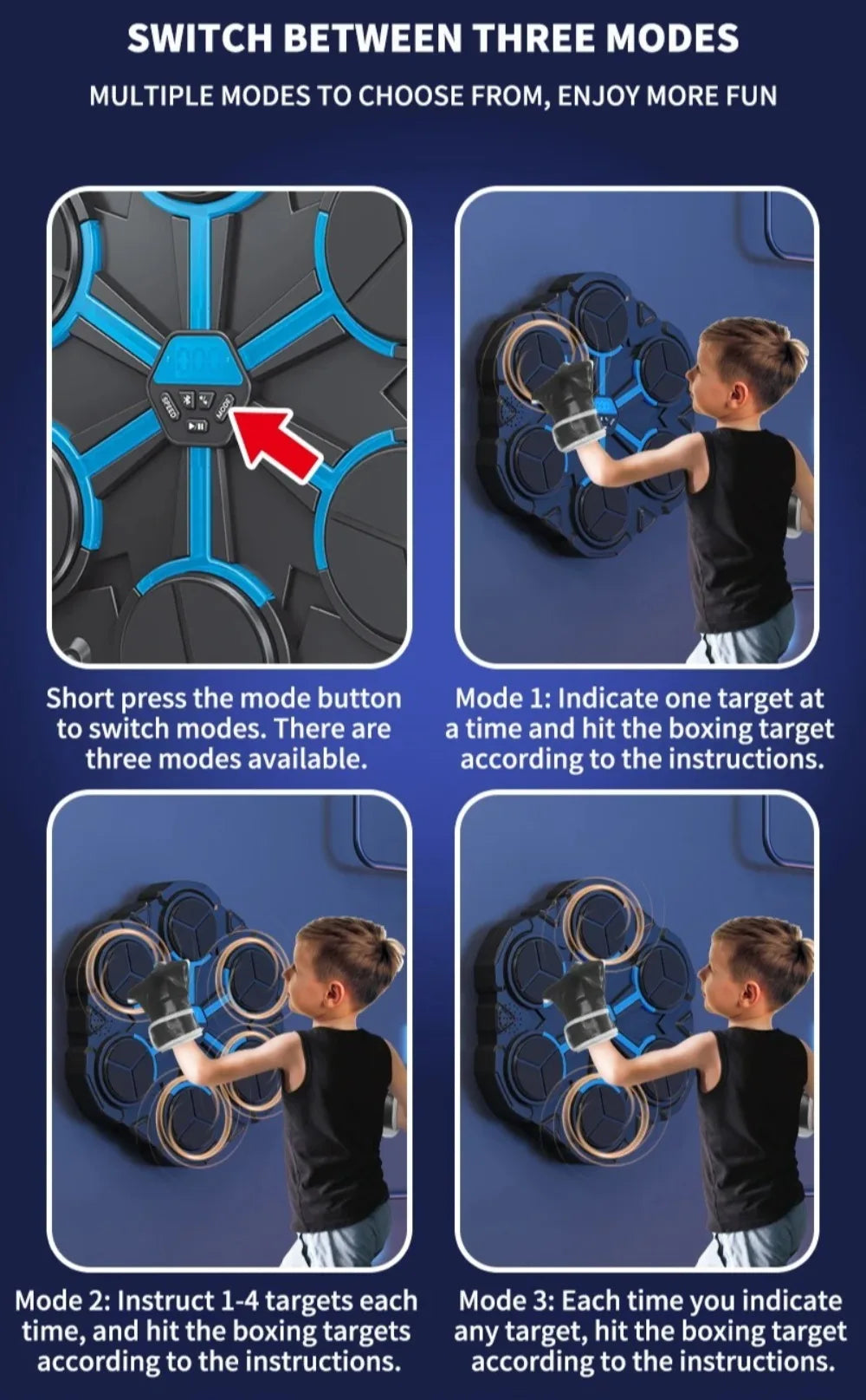 Smart Bluetooth Connection Music Boxing Trainer Machine Children's Strike Reaction Indoor Target Sanda Training Device
